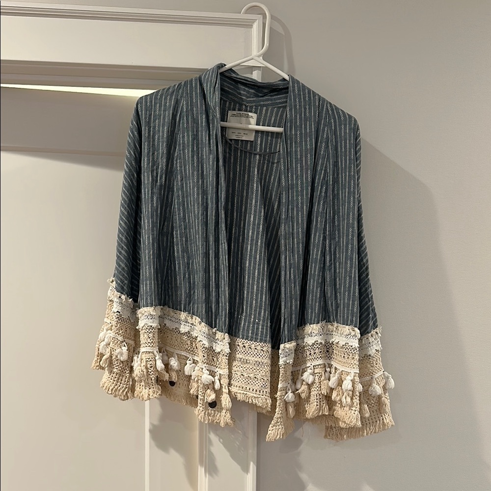 Striped ZARA Kimono with Tassel Trim